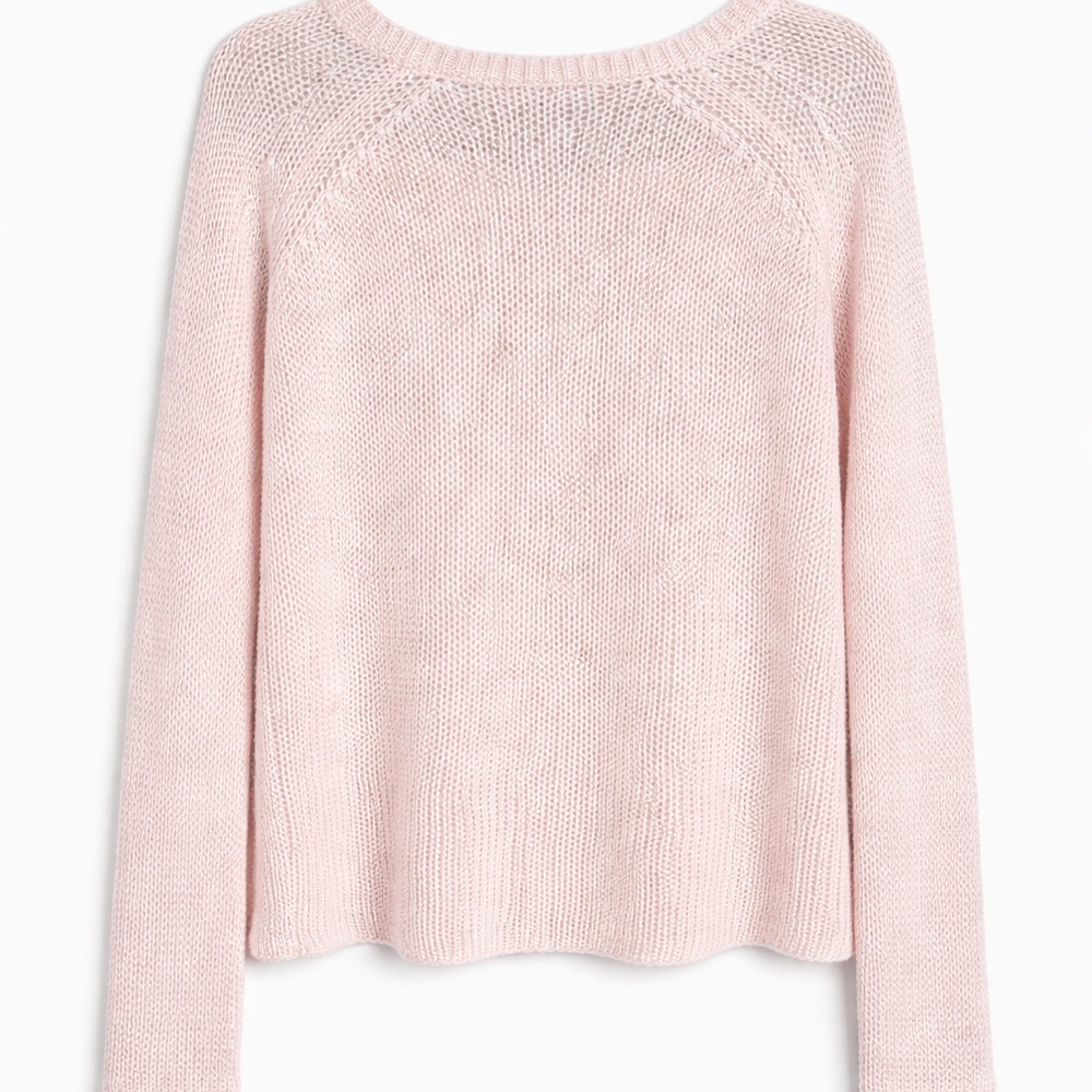 Wooden Ships Fisherman Sweater S/M Light Pink Mohair Wool Blend Cozy Knit - Picture 5 of 8